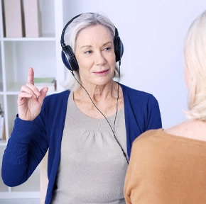 Lady having hearing assessment
